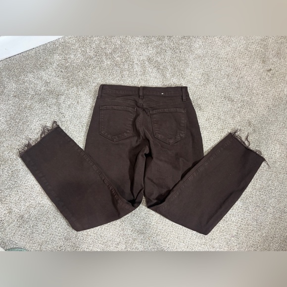 L'AGENCE Mid Rise Raw Hem Jeans Size 24 Cocoa Brown Skinny Brown Jeans - Picture 3 of 12